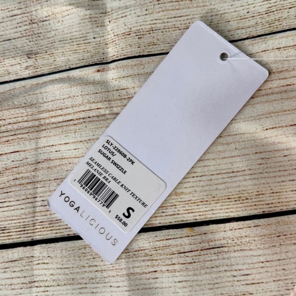 Yogalicious Cream and Pink cable knit sports bra set - Picture 5 of 7